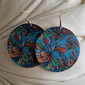Round, Colorful, Intricate Disk Earrings
